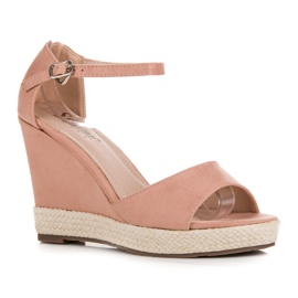 Seastar Sandales compensées en daim rose 3