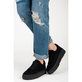 Baskets en daim sur la plateforme le noir 1