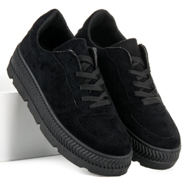 Baskets en daim sur la plateforme le noir 5