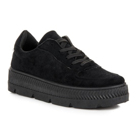 Baskets en daim sur la plateforme le noir 2