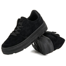 Baskets en daim sur la plateforme le noir 4