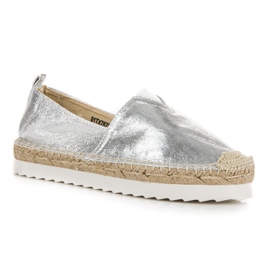 Espadrilles argentées à enfiler gris 1