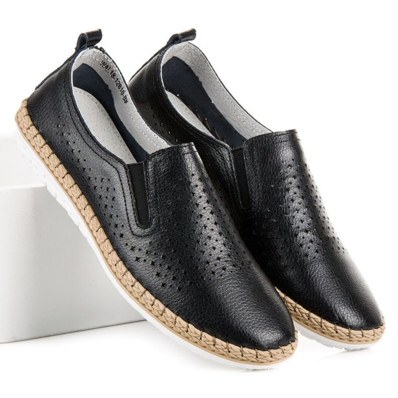 Espadrilles en cuir VINCEZA noir 1