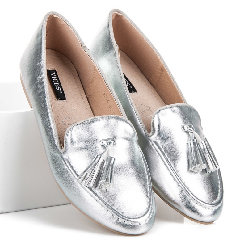 Vices de mocassins en argent gris 1