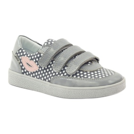 Bartek Chaussures Velcro Grises À Pois 35651 rose blanche 1