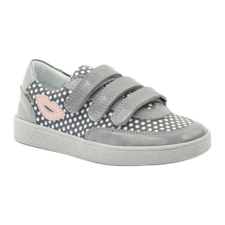 Bartek Chaussures Velcro Grises À Pois 35651 rose blanche 1