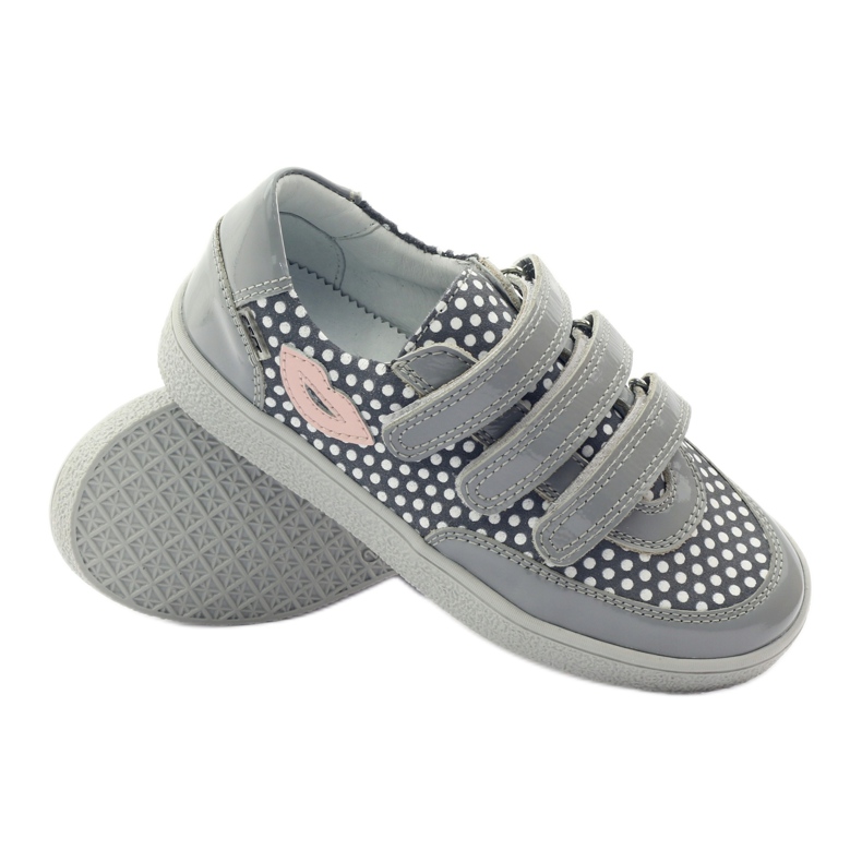 Bartek Chaussures Velcro Grises À Pois 35651 rose blanc 3
