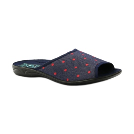 Chaussons femme à pois Adanex bleu marine rouge 1