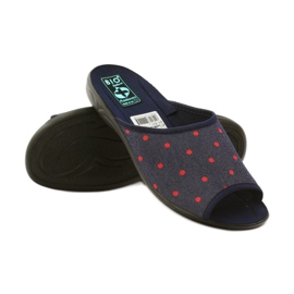 Chaussons femme à pois Adanex bleu marine rouge 3