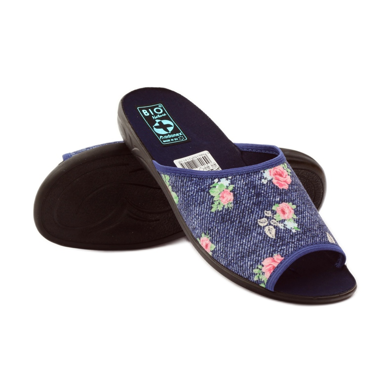 Chaussons Adanex en denim rose, femmes bleu vert rouge 3