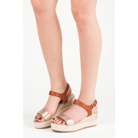 Seastar Sandales espadrilles compensées jaune brun 1