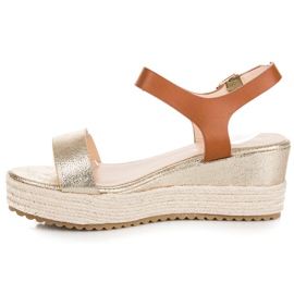 Seastar Sandales espadrilles compensées jaune brun 3