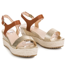 Seastar Sandales espadrilles compensées jaune brun 4
