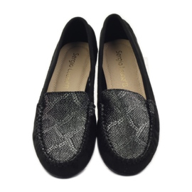 Mocassins en daim Sergio Leone 721 le noir gris 4