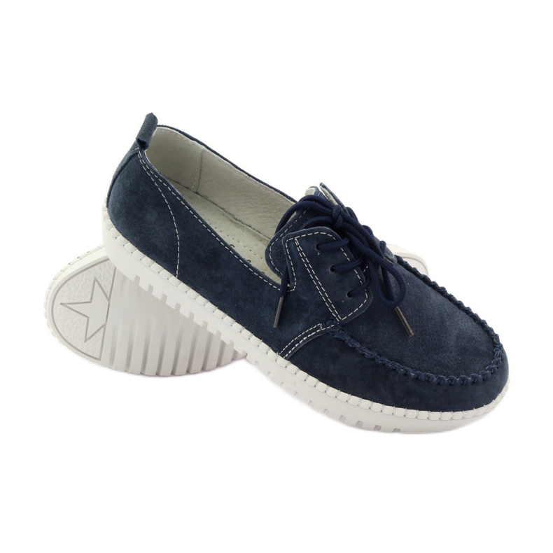 Chaussures Creepers en cuir Filippo 020 bleu marine 3