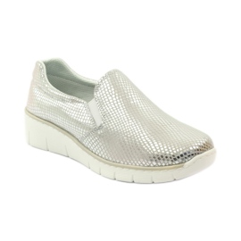 Chaussures de sport en cuir Slipony Filippo 204 blanc gris 1