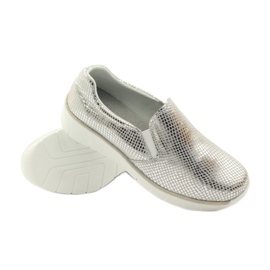 Chaussures de sport en cuir Slipony Filippo 204 blanc gris 3