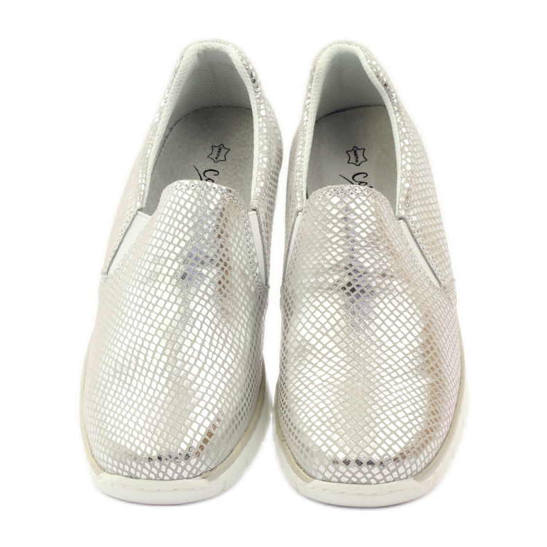 Chaussures de sport en cuir Slipony Filippo 204 blanc gris 4