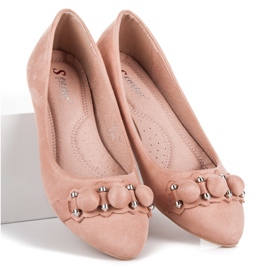 Seastar Ballerines col V en daim rose 3