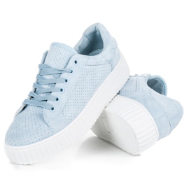 Seastar Baskets en daim sur la plateforme bleu 4