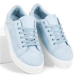 Seastar Baskets en daim sur la plateforme bleu 3