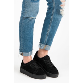 Seastar Baskets en daim sur la plateforme le noir 1