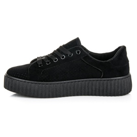 Seastar Baskets en daim sur la plateforme le noir 3