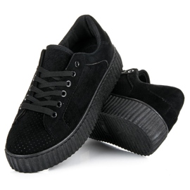 Seastar Baskets en daim sur la plateforme le noir 4
