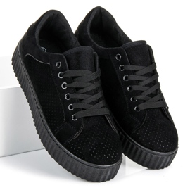 Seastar Baskets en daim sur la plateforme le noir 5