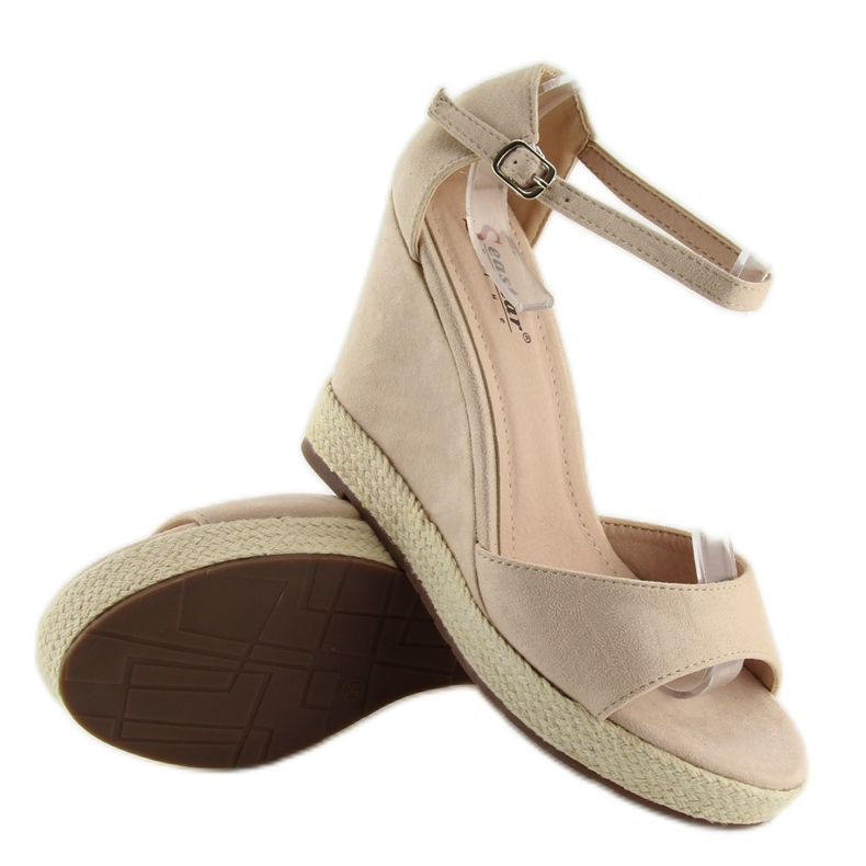 Sandales compensées beige espadrilles beiges 2