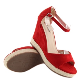 Sandales compensées espadrilles rouges 2