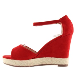 Sandales compensées espadrilles rouges 4