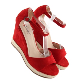 Sandales compensées espadrilles rouges 5