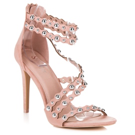Seastar Sandales à talons hauts avec une fermeture éclair rose 1