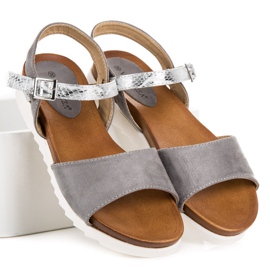 Sandales vinceza plates en daim gris 5
