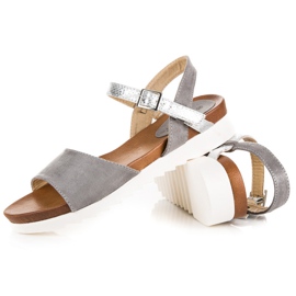 Sandales vinceza plates en daim gris 2