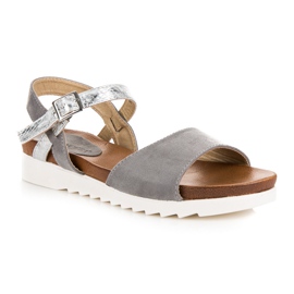Sandales vinceza plates en daim gris 3