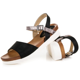Sandales vinceza plates en daim le noir 4
