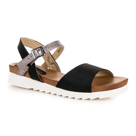 Sandales vinceza plates en daim le noir 5