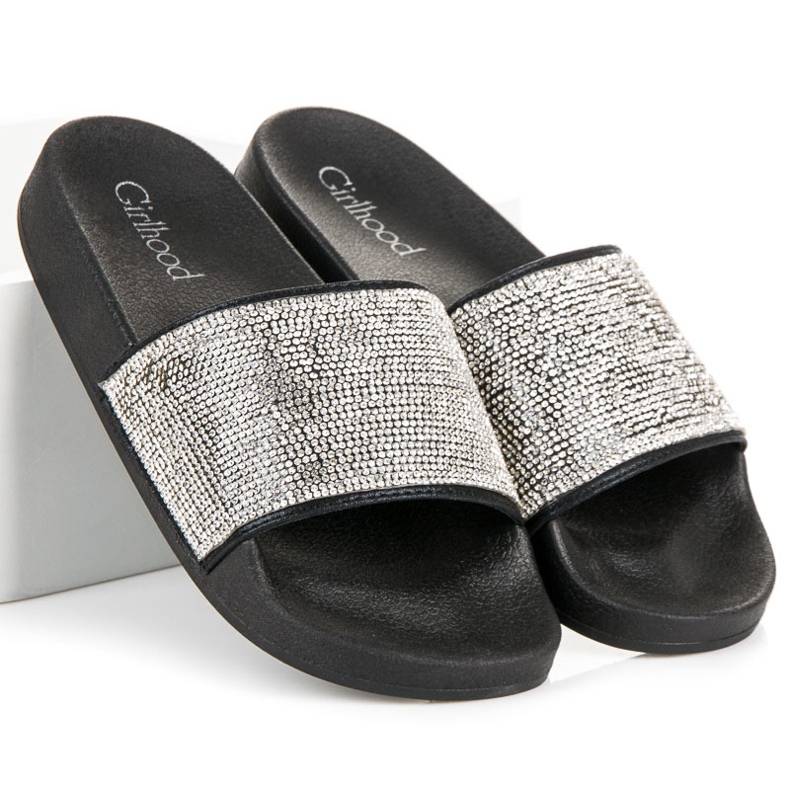 Girlhood Babouches noires à cristaux le noir 1