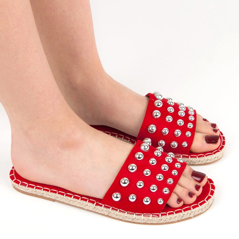 Seastar Tongs espadrilles en daim rouge 1