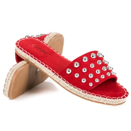 Seastar Tongs espadrilles en daim rouge 4