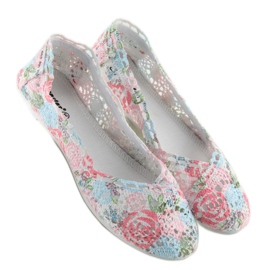 Ballerines en dentelle JX60P L.BLUE blanc 1