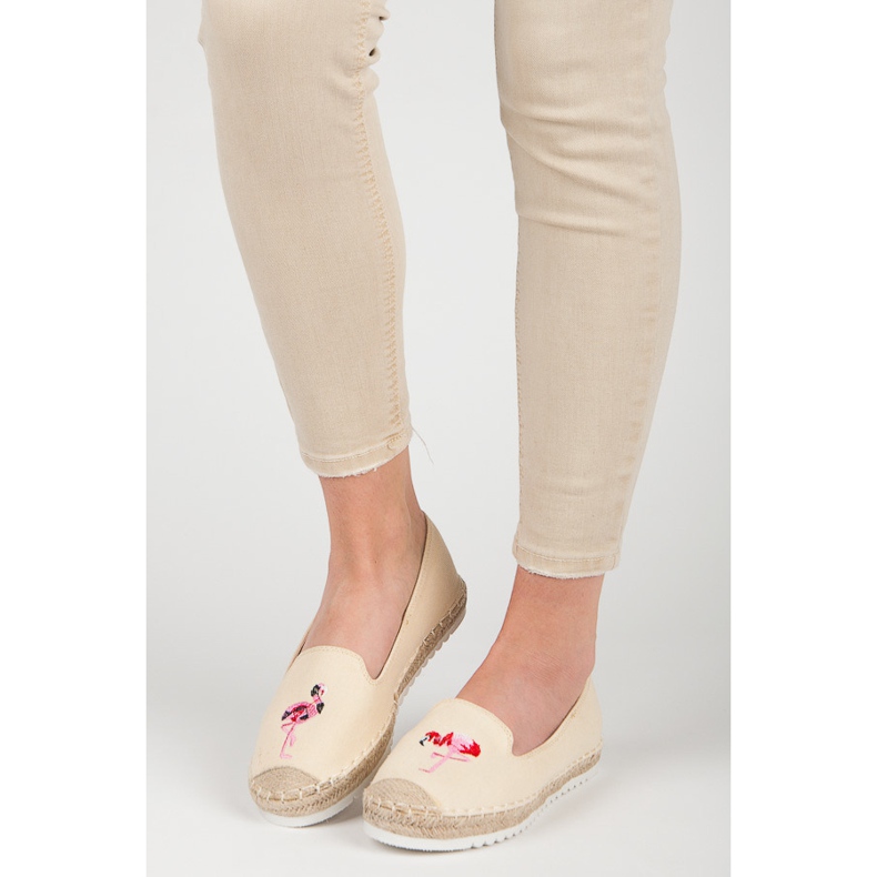 Bestelle Espadrilles avec un flamant rose brun 1