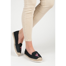 Bestelle Espadrilles avec un flamant rose le noir 2