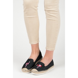 Bestelle Espadrilles avec un flamant rose le noir 1