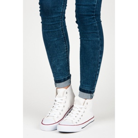 Baskets à lacets au dessus de la cheville blanche 1