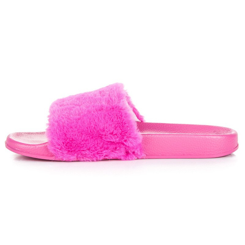 Chaussons fushia avec fourrure rose 1