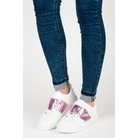 Baskets mode blanches violet 1