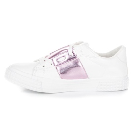 Baskets mode blanches violet 3